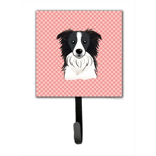 Carolines Treasures Checkerboard Pink Border Collie Leash or Key Holder- 4.25 W x 7 H In. BB1241SH4 - main